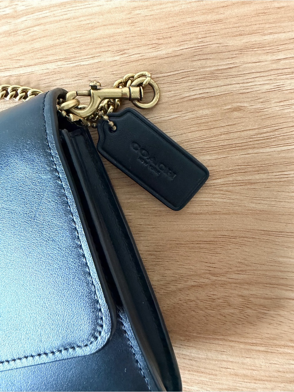 Coach Black Leather Crossbody with Gold Chain and Turnlock - Picture 3 of 7